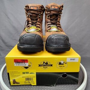 Ad Tec Mens 9" Steel Toe Logger Work Boots 1740-MW Brown Leather Size 13 M/W